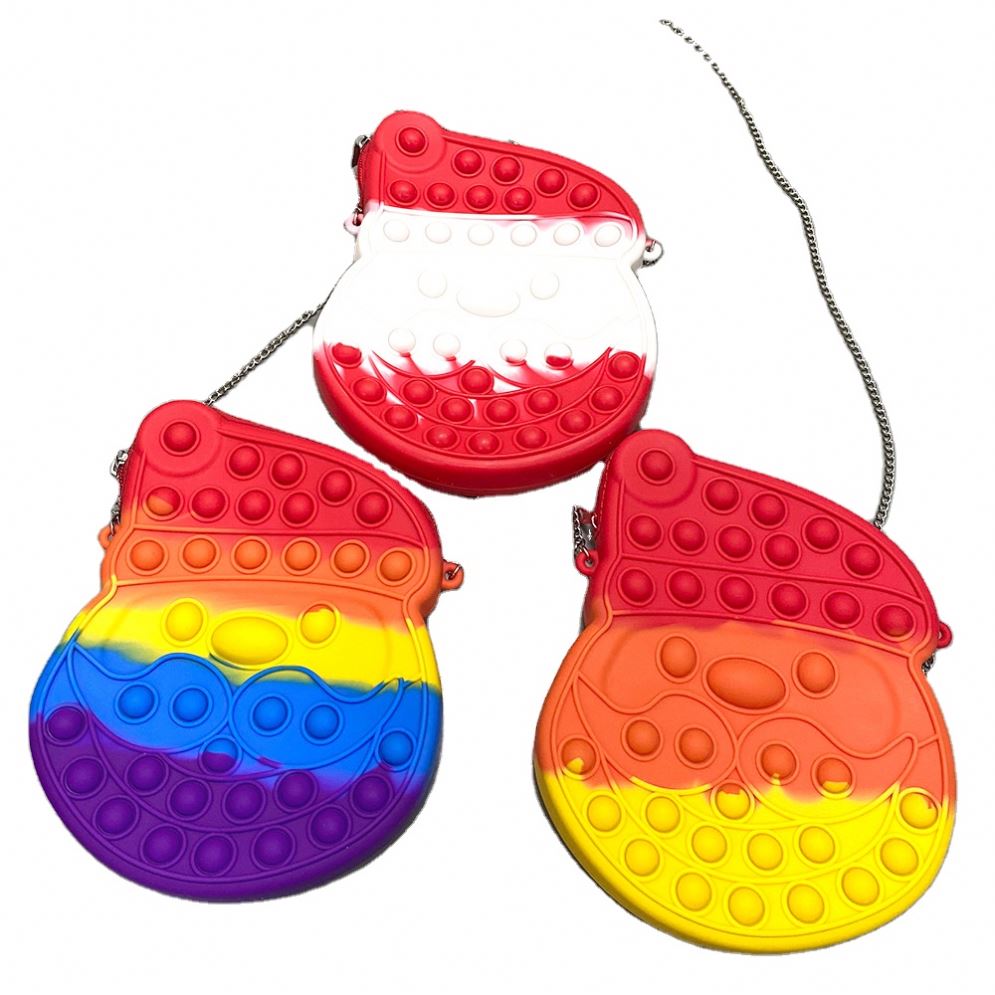 Новый продукт amazon, снижение давления, головоломка, пузырьки, популярная силиконовая ручная сумка-мессенджер, рождественский подарок, радужная пуш-поп сумка для игрушек