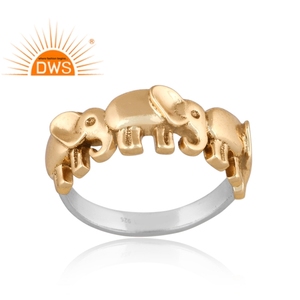 Latest 2026 Sterling Silver Gold Plated Elephant Design Band <b>Ring</b> For Women Jewelry Manufacturer - Product Image 2