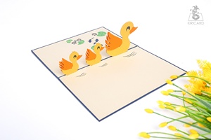 Estilo vietnamita patitos pequeños mamá tarjeta de felicitación artesanía corte láser Kirigami Pop diseño amor recuerdo artesanías de papel - Product Image 4