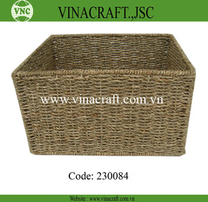 New Model Natural Seagrass Storage <b>Basket</b> Woven <b>Wicker</b> with Steel Frame for Clothing <b>Laundry</b> Sustainable and Boxed for Stocked - Product Image 2