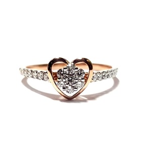 Anillo de Compromiso y Boda Clásico en Forma de Corazón, Oro Rosa Sólido de 18k de Alta Calidad, Diamante Real con Corte Brillante y Engaste de Garras - Product Image 1