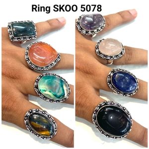 <b>Indian</b> Vintage Women's Natural Stone <b>Rings</b> Mixed Style Boho Big Turquoise Stone <b>Rings</b> Jewelry Making Components-Bulk Wholesale - Product Image 2