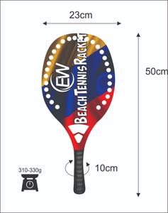 Raquettes de beach tennis avec face en fibre de carbone de 20 mm, poignée en fibre de carbone, filet en fibre de verre, poids 320-340 g, longueur 50 cm - Product Image 4