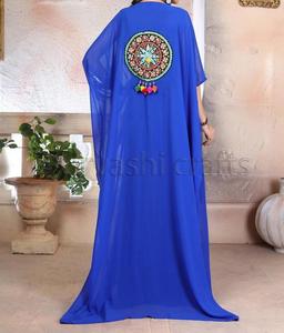 Vêtements islamiques pour filles, Kaftan marocain, nouvelle collection, Kaftan, dubaï, broderie fonctionne avec un pompons Multi couleurs, Jalabiya - Product Image 3