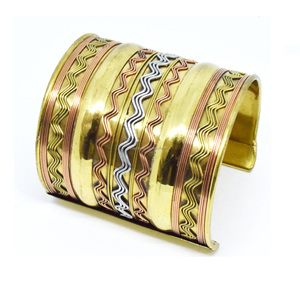 Pulsera de joyería gruesa de latón geométrica multicolor de 8 mm con esmalte floral dorado árabe para el festival de Bangkok 2024 - Product Image 6