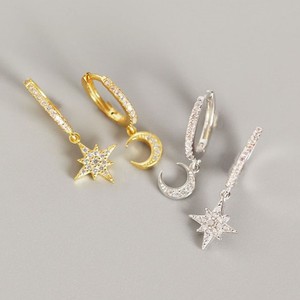 <span class=keywords><strong>Orecchini</strong></span> <span class=keywords><strong>Pendenti</strong></span> a Cerchio in <span class=keywords><strong>Argento</strong></span> Sterling 925 con Ciondolo Sole <span class=keywords><strong>e</strong></span> Luna <span class=keywords><strong>e</strong></span> Pietra CZ Bianca - Product Image 1