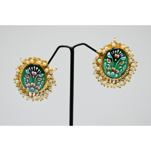 Meenakari ต่างหูทองเหลืองชุบทอง,ต่างหูเคลือบทองแบบดั้งเดิมสวยงามล่าสุดสำหรับผู้หญิงและสุภาพสตรี - Product Image 3