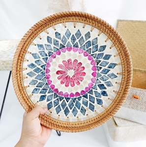 ที่ถูกที่สุดราคาแฮนด์เมดการออกแบบใหม่หวายถาดกับแม่ของตกแต่งบ้านมุก - Product Image 4