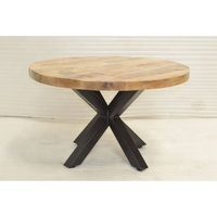 Table basse ronde de style industriel moderne avec plateau en bois de manguier et pieds en fer vintage, meubles de salon pour la maison, le café, l'appartement