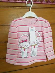 Restos de prendas de vestir de la marca etiquetas niños niñas de manga larga de algodón Casual huellas cuello redondo prendas T camisas Bangladesh mucho Stock - Product Image 2