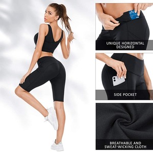 Pantalones cortos de compresión para gimnasio y correr de cintura media para mujer - Product Image 6