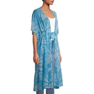 100% rayón Tie-Dye Kimono Wrap vestido para mujer atractivo estilo bohemio Sexy Resort Wear para vacaciones de verano playa Natural - Product Image 1