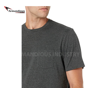 Último diseño de camisetas de los hombres de color sólido liso de los hombres camisetas de algodón suave camisetas de la tripulación, fitness - Product Image 3