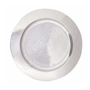 Assiette de Présentation Ronde Minimaliste Noire en Aluminium Écologique Style Occidental Classique Gravure Logo Personnalisé Mariage - Product Image 3