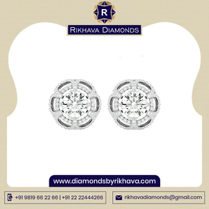 Pendientes de tuerca de oro blanco de 14 quilates hechos a mano de marca de lujo Pendientes de tuerca de diamante puro de diseño clásico - Product Image 2