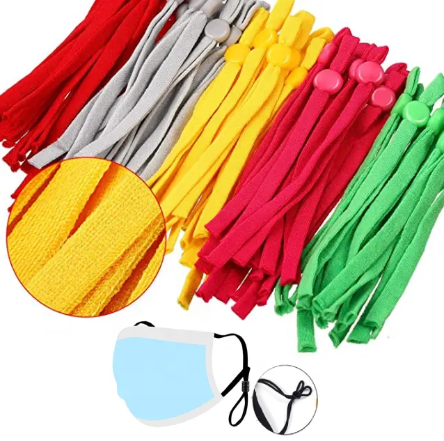 Soft Medical Elastic Band for Sewing Stretchy Strap with Adjuster Stoppers Clip Earmuff Ear loops for Adult Kids