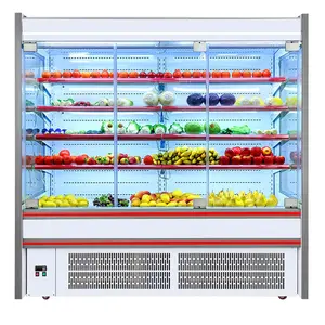 Guangzhou soğutma ekipmanları pment et taze tutma kabini süpermarket ekran buzdolabı ticari dikey dondurucu