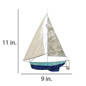 Décoration murale de bateau en métal, voile bleu - Product Image 2
