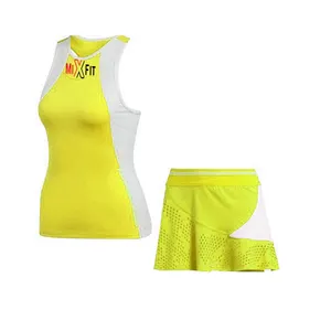 Hot Selling 2023 Nieuwe Hoge Kwaliteit Tenniskleding Vrouwen Workout Kleding Cross Back Yoga Bh Tennisrok 2 Delige Set