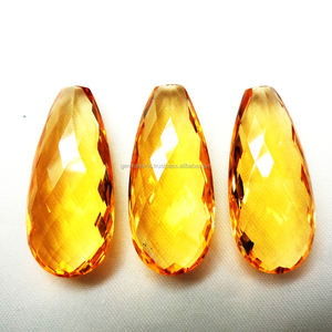 Pierre précieuse de citrine naturelle facettée, qualité A+, jaune, taille libre, coupe poire, taille calibrée, pierre précieuse de guérison à bas prix - Product Image 1