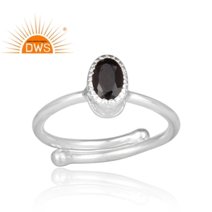 Anillo de piedras preciosas espinales negras para niñas, joyería ajustable fina de plata 925, venta al por mayor - Product Image 2