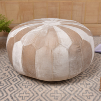 Pouf ottoman décoratif traditionnel fait main en velours de coton patchwork 24x8 pouces, coussin de sol, lot multi-pièces pour Noël