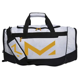 Gym Bag Duffle Hot Sale Yoga Gym Bag With Shoe Compartment White And Black Strap Custom Logo Gym Sports And Traveling Bags