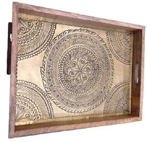 Bandeja de Servir Multifuncional Decorativa de Madera con Esmalte Impreso, Hecha a Mano, para Almacenamiento de Vajilla en la Sala de Estar, Diseño Moderno y Lujoso - Product Image 1