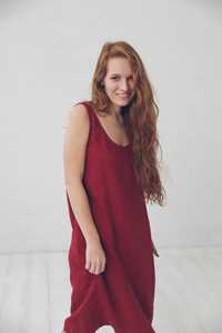 Vestido de Lino Sexy hasta la Rodilla, sin Mangas, con Cuello Redondo, de Color Marrón, con Diseño Moderno y a la Moda, Novedad de 2026 - Product Image 3