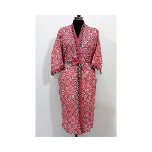 Offre Spéciale 2023 Dernière conception Floral imprimé soie Sari manches longues Kimono Robe avec double poche avant pour femmes et filles - Product Image 2