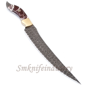13 Inches New Style Custom Hand Forged Damascus Fillet <b>Chef</b> knife With leather Sheath cover (smk1639) - Product Image 4