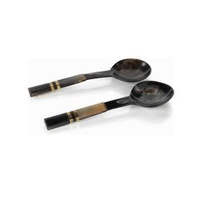Cuillère en corne artisanat à la main matériel naturel ensemble de serveur de salade en corne de buffle pour la restauration de fête à vendre - Product Image 3