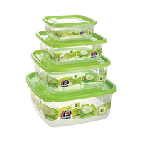 Microgolfbestendige vierkante PP plastic voedselcontainers, 4-delige set, spuitgegoten, duurzaam, vriesbestendig, klassieke DYNASTY