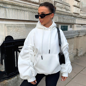 Crop Top Hoodie 2021 Custom Logo Jogger Jumper 2 Piece Set Women Crop Top Hoodie Crew Neck Sweatshirt - Product Image 5