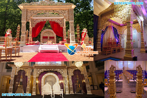 Real Bollywood boda Maharaja "Mandap" EE. UU. De oro tallado Bollywood boda organizacion india Mira boda escenario Mandap conjunto - Product Image 6