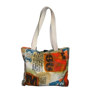 Custom Stylish Recycled Cotton <b>Canvas</b> Tote Shopping <b>Bag</b> with Digital Printed Cartoon Pattern Custom Color & Logo Extra <b>Large</b> - Product Image 1
