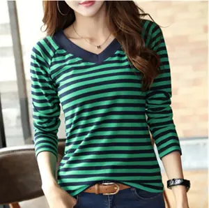 Ins 긴팔 t-셔츠 여성 꽉 Polera 여성 t-셔츠의 새로운 한국어 버전 캐주얼 니트 100% 코튼 일반