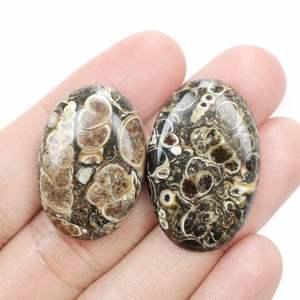 พลอยสีเงินเทอร์ริตล่าขัดหินโมราธรรมชาติขนาด29x20มม. ถึง32X21มม. สำหรับทำเครื่องประดับ - Product Image 6