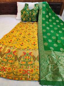 Lehenga Choli Dupatta de Georgette con Bordado Digital, Pedrería y Ribete de Encaje, Prenda Étnica para Bodas al Mejor Precio - Product Image 6