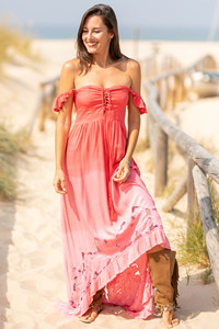 Vestido largo de verano con hombros descubiertos y cuello de pico para mujer, ropa Sexy de talla grande - Product Image 3