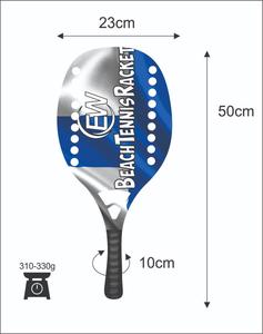 Raquettes de tennis de plage sur mesure, face de 20 mm, poids de 320-340 g, longueur de 50 cm, poignée en fibre de carbone, filet en fibre de verre - Product Image 1