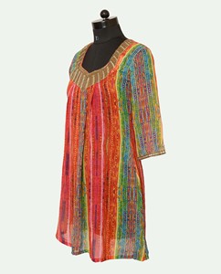 2023 fabricant fournisseur inde vente chaude décolleté perlé robes décontractées impression numérique viscose matériel pour indien pakistanais - Product Image 3