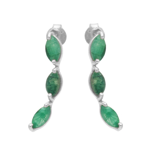 Genuine Marquise Emerald <b>Stud</b> <b>Earrings</b> Handmade <b>Earring</b> Solid 925 Sterling Silver <b>Fine</b> Fashion Jewelry Casa De Plata - Product Image 4
