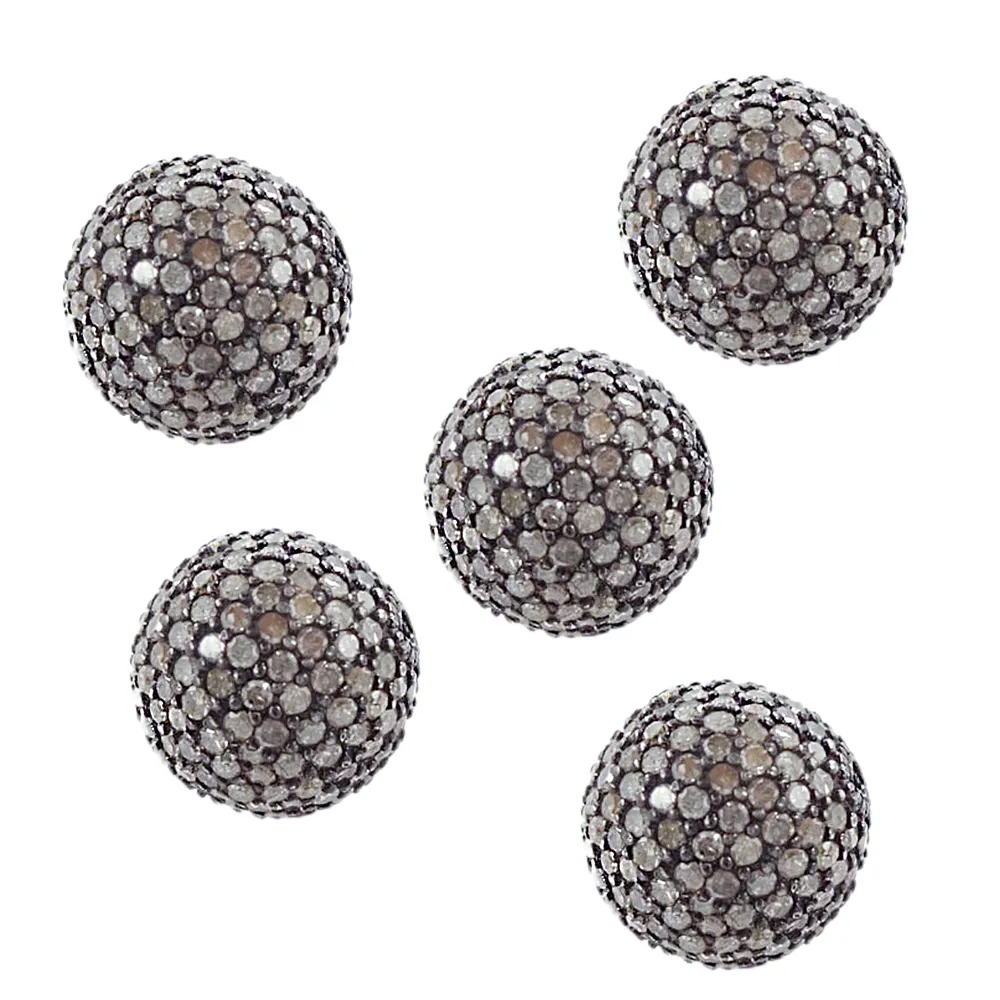 12 MM Pave Diamond Ball 925 Sterling Silver Handmade Bead Designer Component Jewelry Supplier