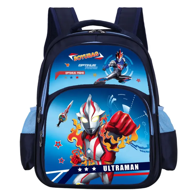 Waterproof Blue School Backpack Cartoon Cool Spider Man Ultraman Waist Protection Kids Children Student Backpack Bags