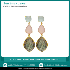 อัญมณีหินโมราสีชมพูธรรมชาติแฟชั่นน่ารัก925แข็งชุบทองสเตอร์ลิงห้อยของขวัญงานแต่งงานงานปาร์ตี้ - Product Image 2