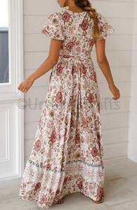 ชุดเดรสยาวสไตล์วินเทจแขนสั้นคุณภาพสูงสำหรับผู้หญิงขายส่ง - Product Image 5