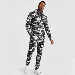 Camo ชุดวอร์มมีฮู้ดผู้ชาย,เซ็ต2ชิ้นชุดกีฬาลายพรางฟิตเนส - Product Image 4