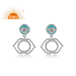 Calcédonie Aqua en argent fin, boucles d'oreilles, styliste, Anja Chakra, vente en gros - Product Image 3