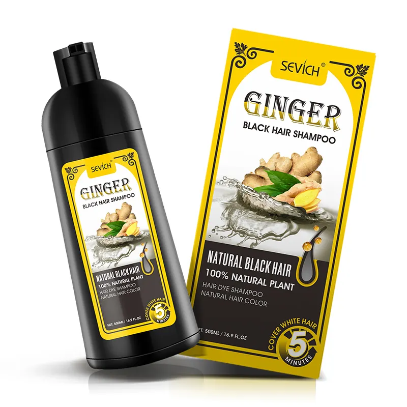 Factory price private label natural permanent ginger black color hair dye shampoo with argan oil 3 in1